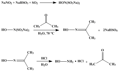 Draw the structures for hydroxylamine hydrochloride and ammonium