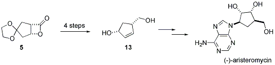 


				Scheme 1. Utility of β-lactone 5 toward a formal synthesis of (-)-aristeromycin.