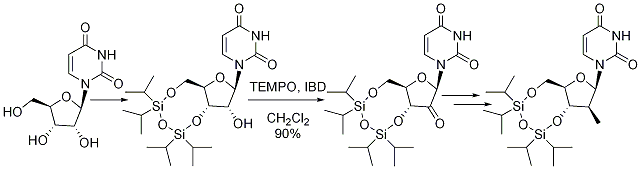 Scheme 9. Synthesis of (2'R)-2'-deoxy-2'-C-methyluridine.
