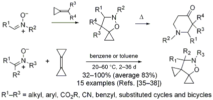 Figure 6.





1,3-Dipolar cycloadditions of nitrones to BCP and thermal rearrangement of the products.Cordero, F.





M.; Salvati, M.; Vurchio, C.; de Meijere, A.; Brandi, A.





J.





Org.





Chem.





2009, 74, 4225-4231.





Revuelta, J.; Cicchi, S.; de Meijere, A.; Brandi, A.





Eur.





J.





Org.





Chem.





2008, 1085-1091.





Gensini, M.; Kozhushkov, S.





I.; Frank, D.; Vidovic, D.; Brandi, A.; de Meijere, A.





Eur.





J.





Org.





Chem.





2003, 2001-2006.





Zanobini, A.; Gensini, M.; Magull, J.; Vidovic, D.; Kozhushkov, S.





I.; Brandi, A.; de Meijere, A.





Eur.





J.





Org.





Chem.





2004, 4158-4166.





Cordero, F.





M.; Barile, I.; Brandi, A.; Kozhushkov, S.





I.; de Meijere, A.





Synlett 2000, 1034-1036.





