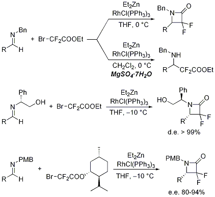 Figure 4. Reformatsky-Honda reaction of BrCF2COOEt with imines.