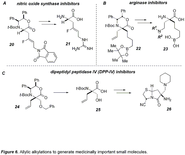 Figure 6. Allylic alkylations to generate medicinally important small molecules.