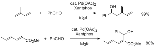 Figure 8. Pd/Xantphos Promoted Coupling Reaction of Aldehydes and Conjugated Dienes Promoted by Triethylborane