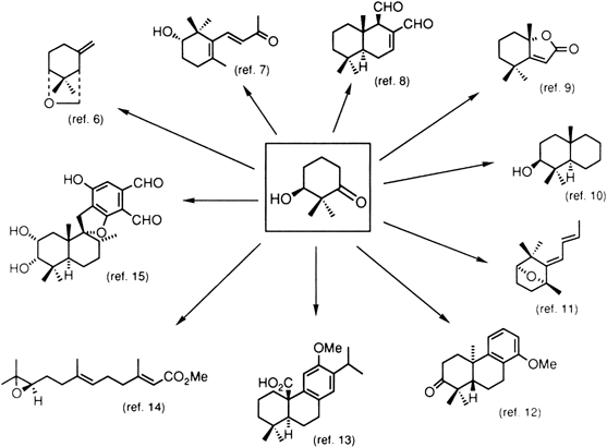 Figure 1. Natural products synthesized from (S)-3-hydroxy-2,2-dimethylcyclohexanone