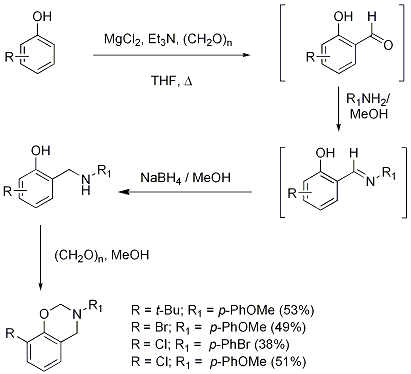 Figure 7. One-pot synthesis of salicylamines and dihydro-2H-1,3-benzoxazines.