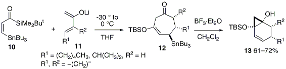 Scheme 3 BF3·Et2O-Mediated intramolecular allylstannane-ketone cyclizations.